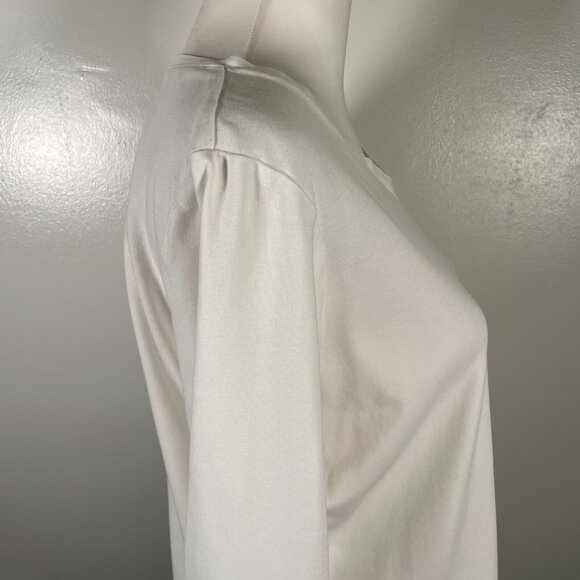 L.L. Bean T Shirt Top Women's Small Regular White Cotton Stretch V Neck Pullover - Picture 13 of 16